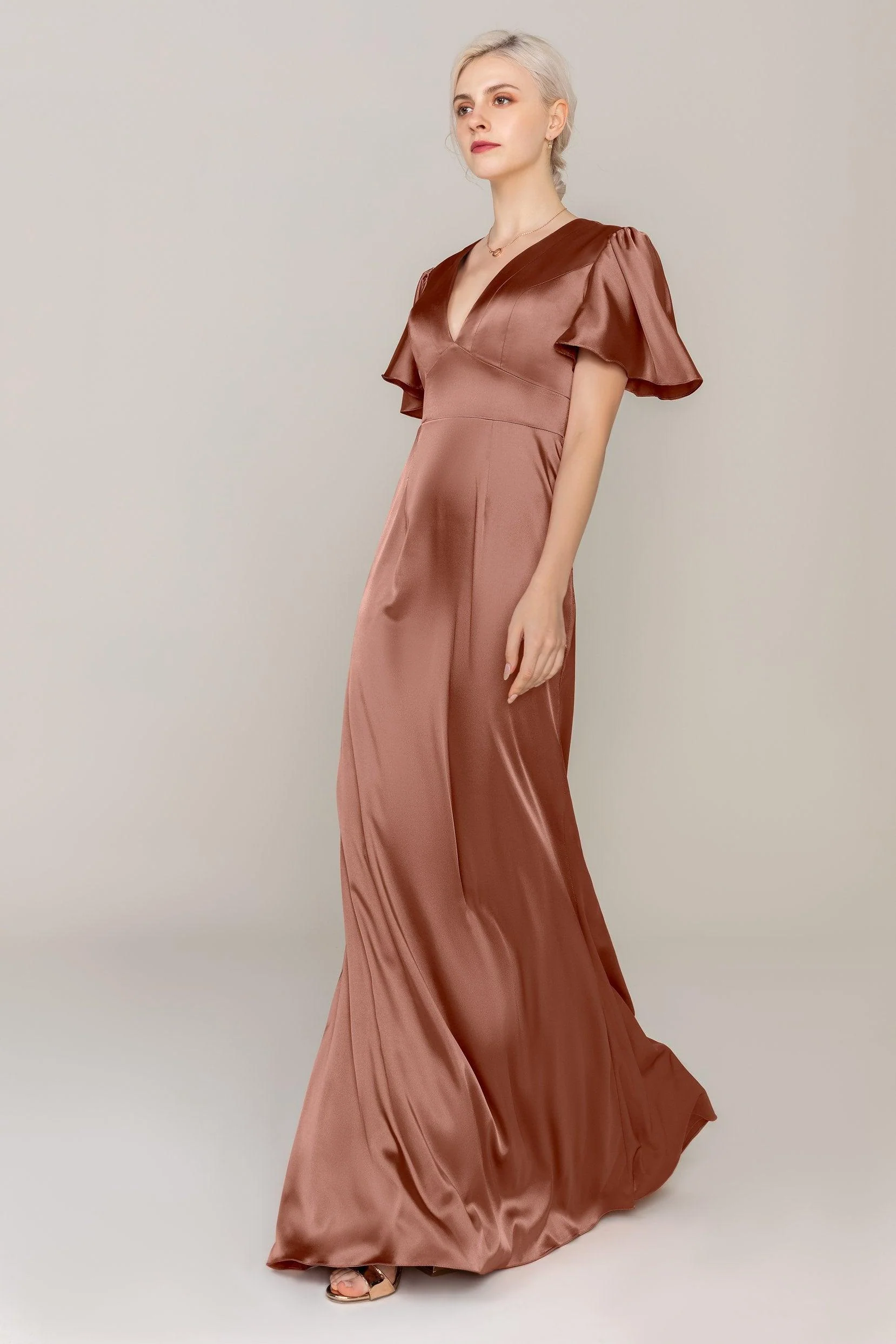 Sheath Sweep Train Luxe Satin Dress CS0312