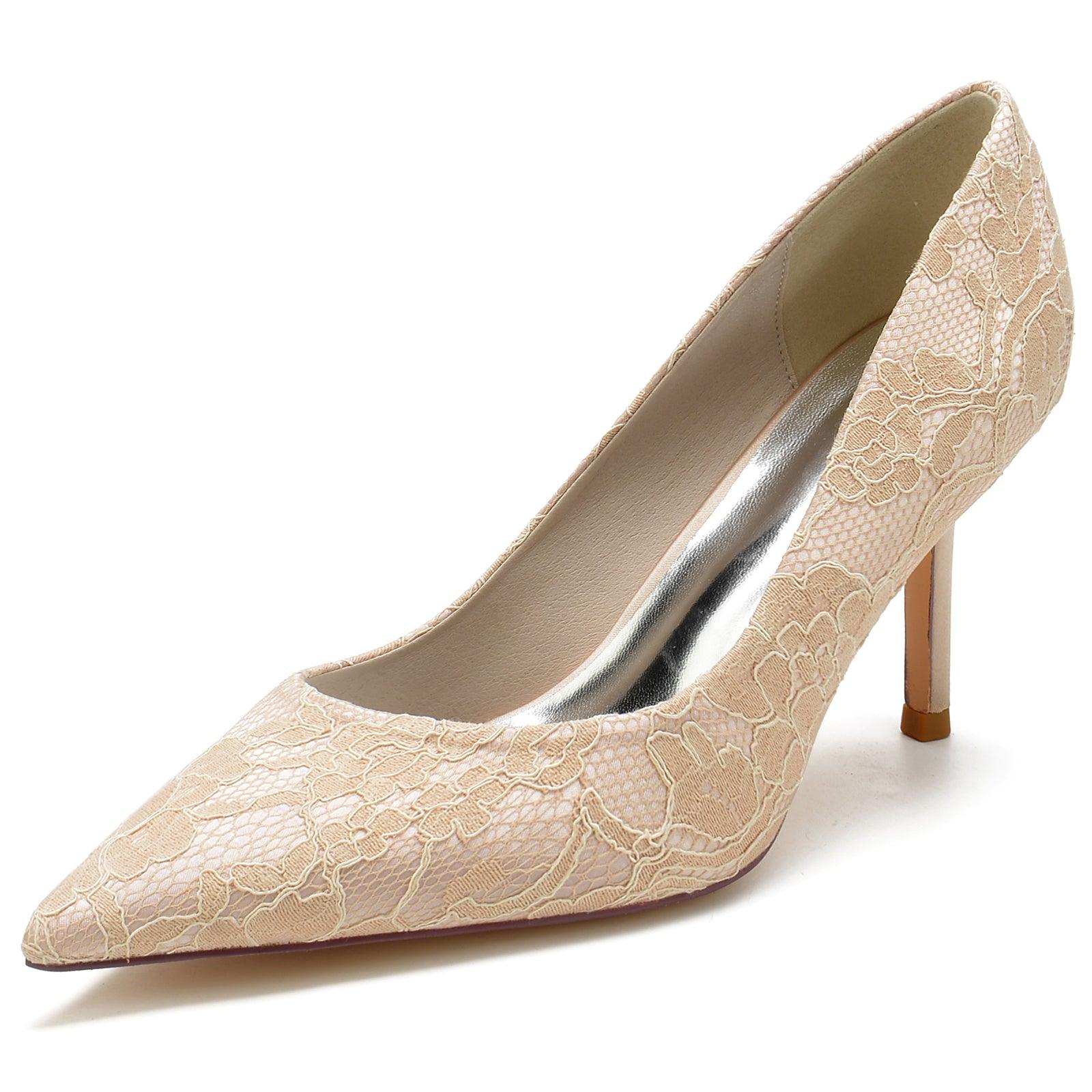 Stiletto Heel 8.5cm Silk-Like Lace Shoes CK0153