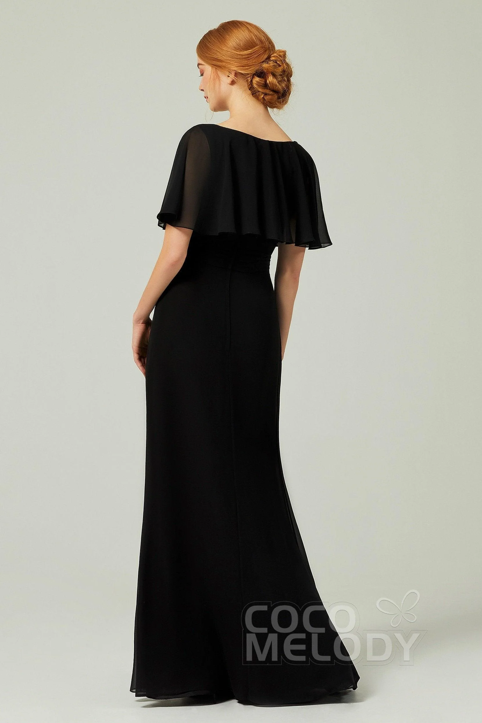 Sheath-Column Floor Length Chiffon Bridesmaid Dress Formal Dresses CB0341CR