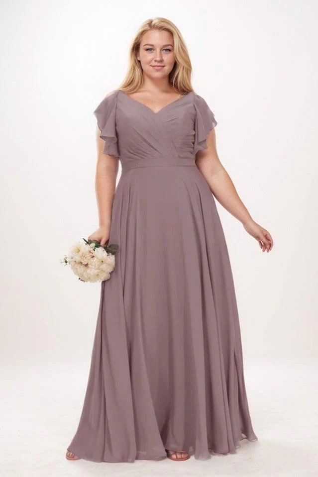 A-Line Maxi Chiffon Bridesmaid Dress CB0763