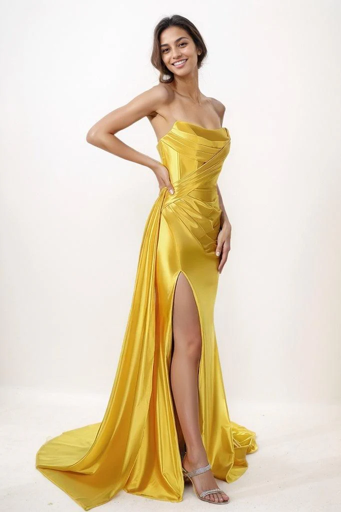 Flattering Scoop Neck Charmeuse Prom Dresses CS0785