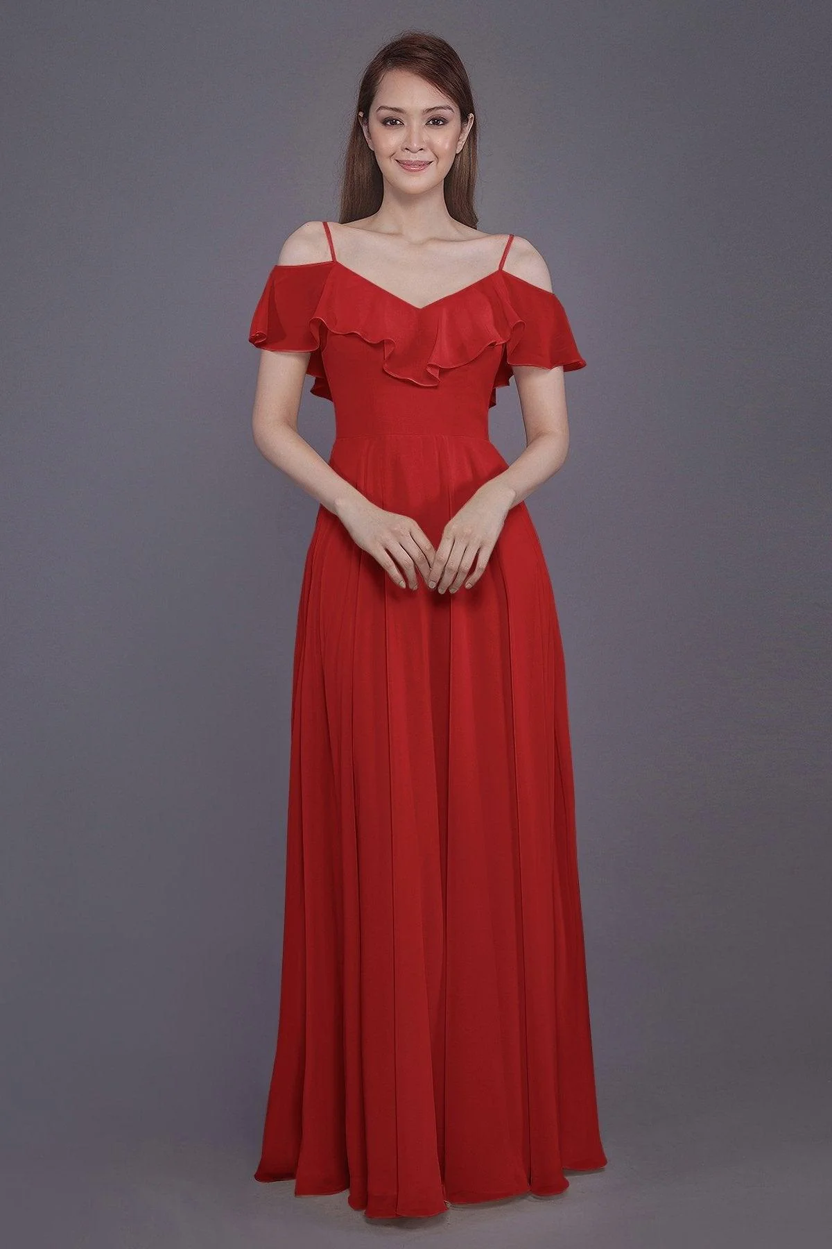Sheath-Column Floor Length Chiffon Bridesmaid Dress PR3570