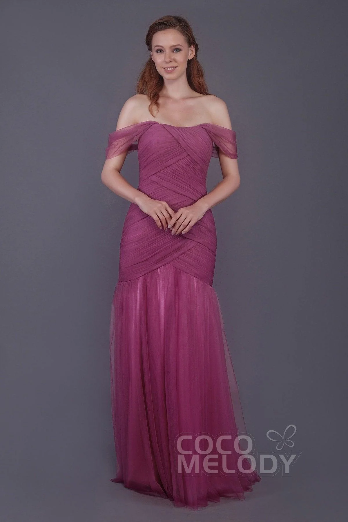 Trumpet-Mermaid Floor Length Tulle Bridesmaid Dress PR3504