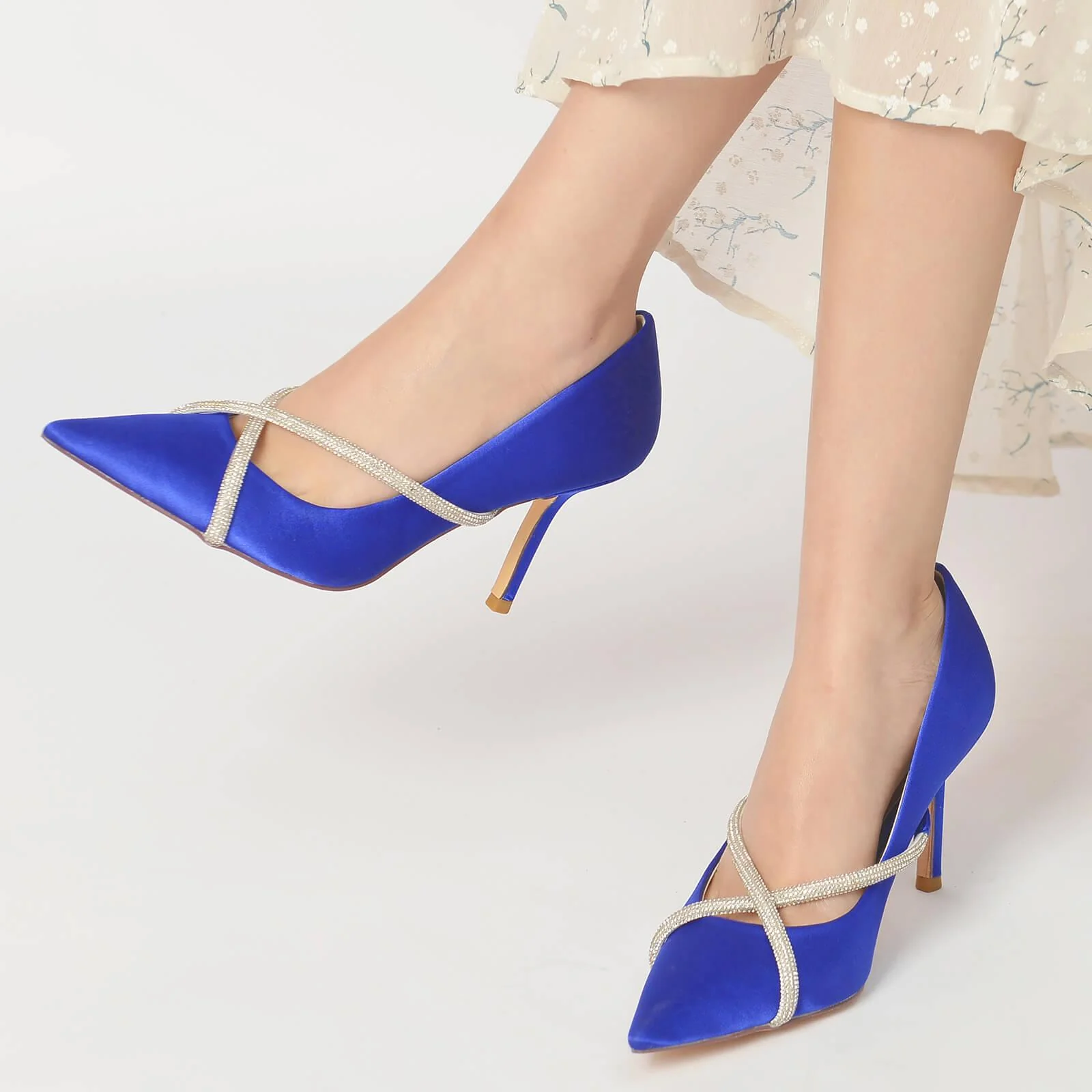 Stiletto Heel 8.5cm Silk-Like Shoes CK0154