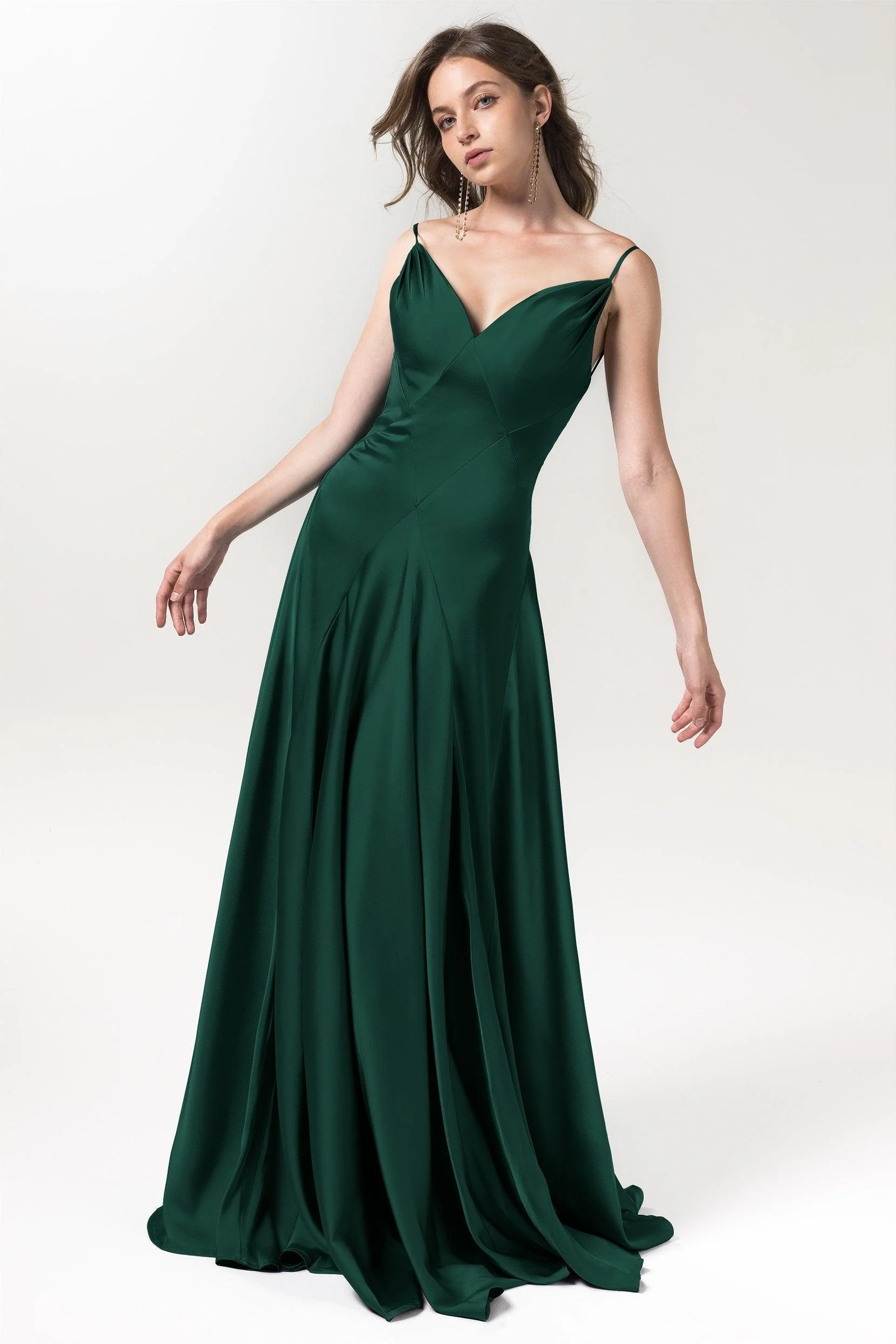 A-Line Floor Length Luxe Satin Bridesmaid Dress Formal Dresses CB0591CR