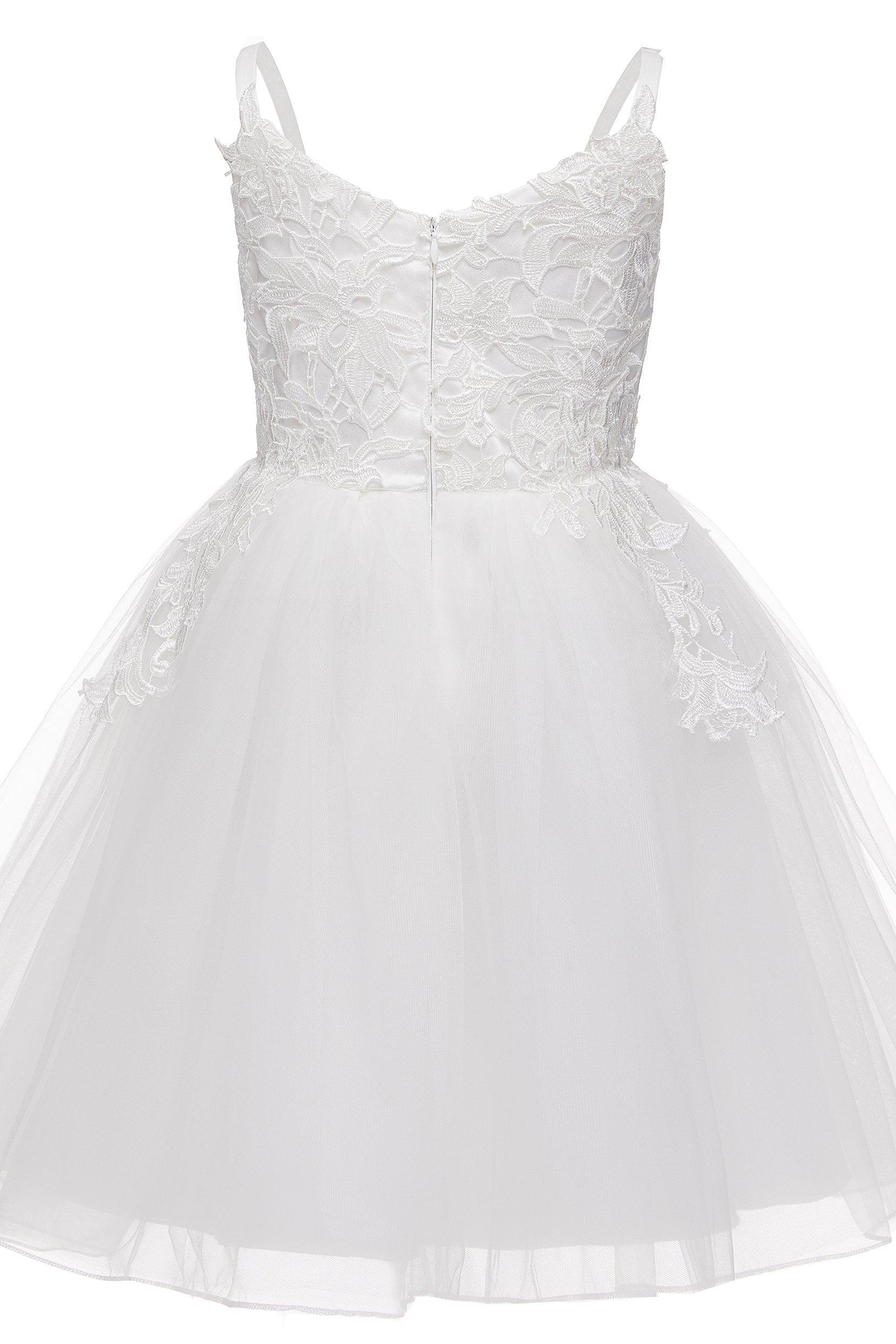 A-Line Knee Length Tulle Lace Flower Girl Dress CF0324
