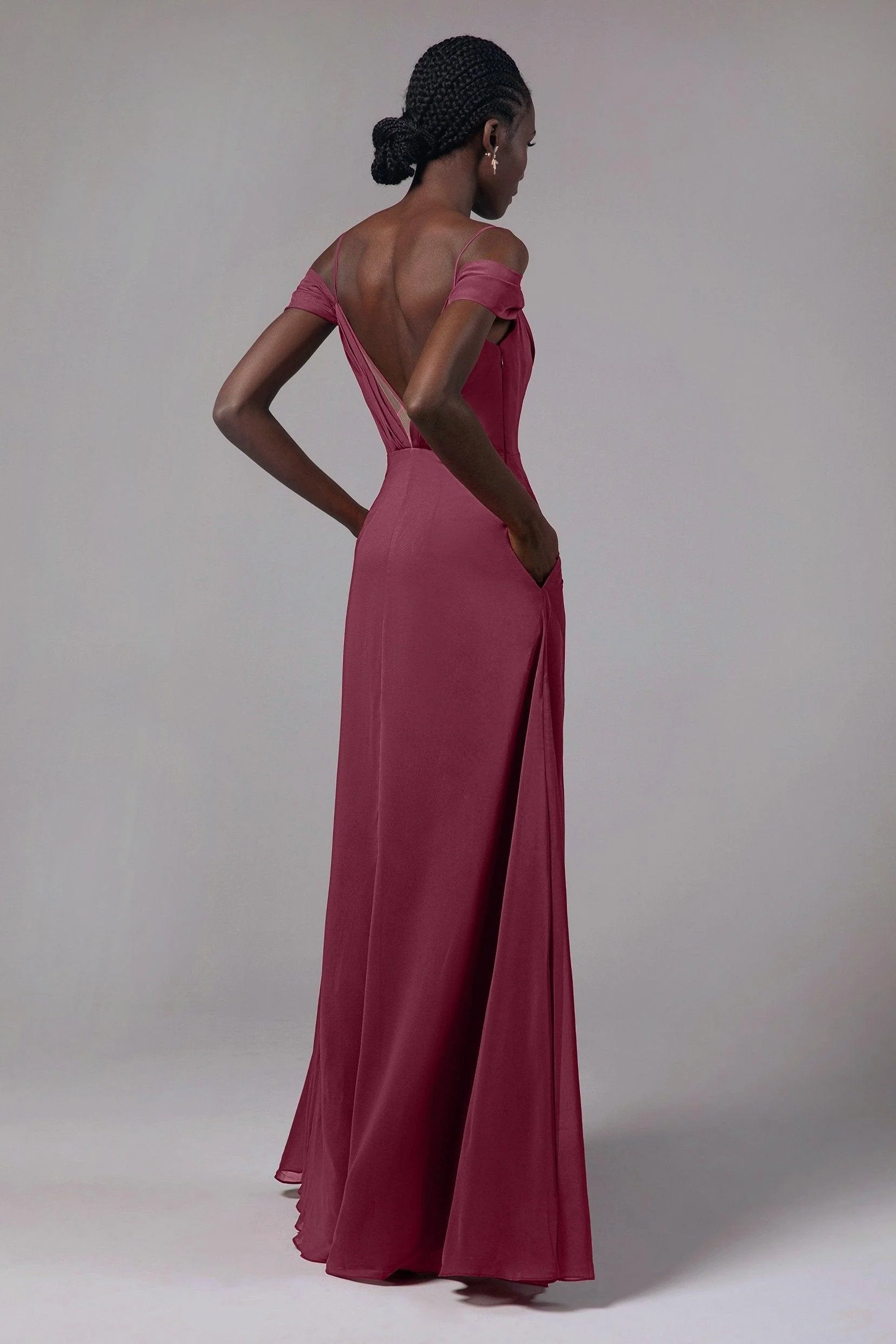 A-Line Floor Length Chiffon Bridesmaid Dress Formal Dresses CB0412CR
