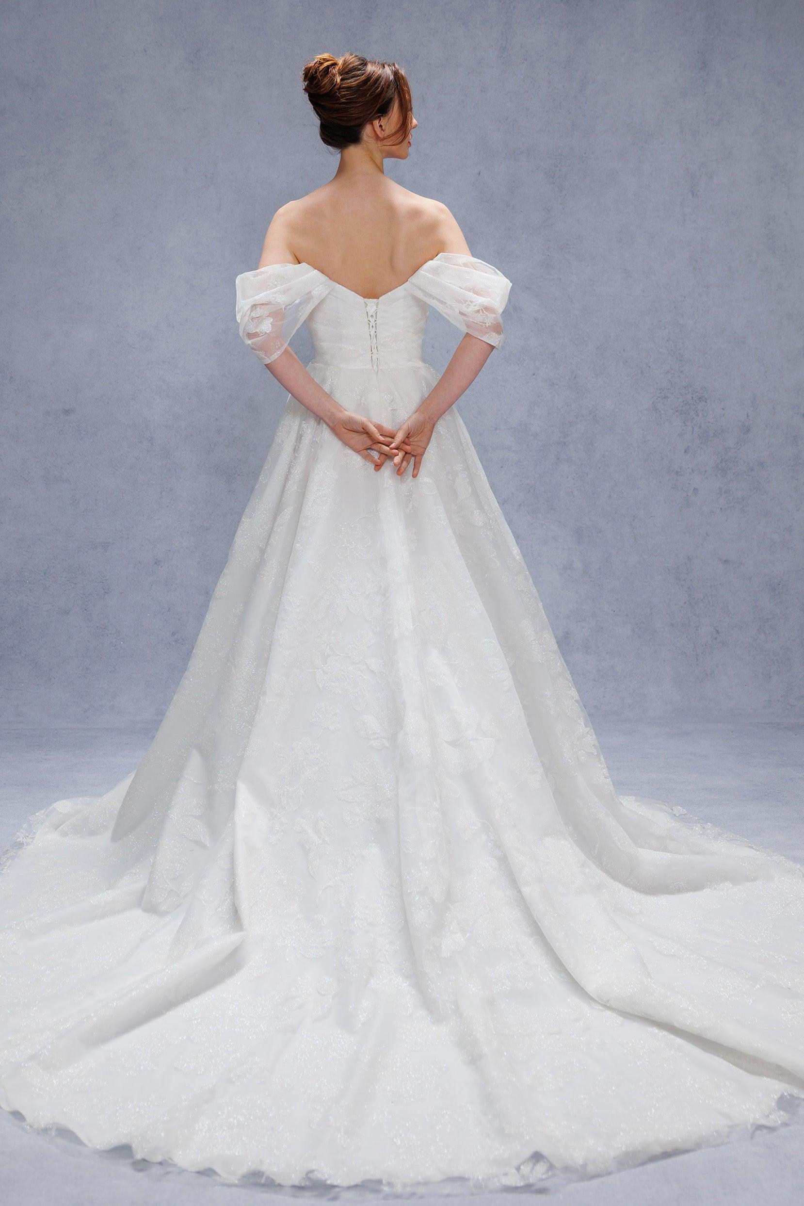 A-Line Court Train Glitter Wedding Dress CW3340