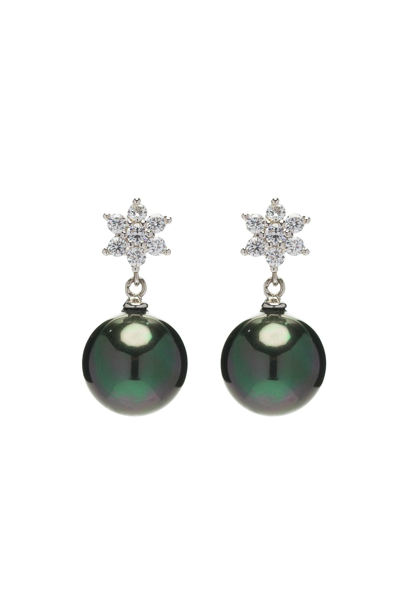 Silver Plated Earrings with Imitation Pearl and Zircon CE0137