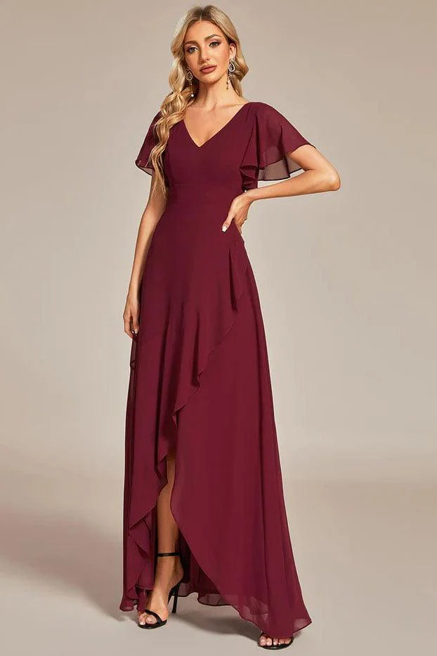 A-Line High-Low Chiffon Bridesmaid Dress CB0691