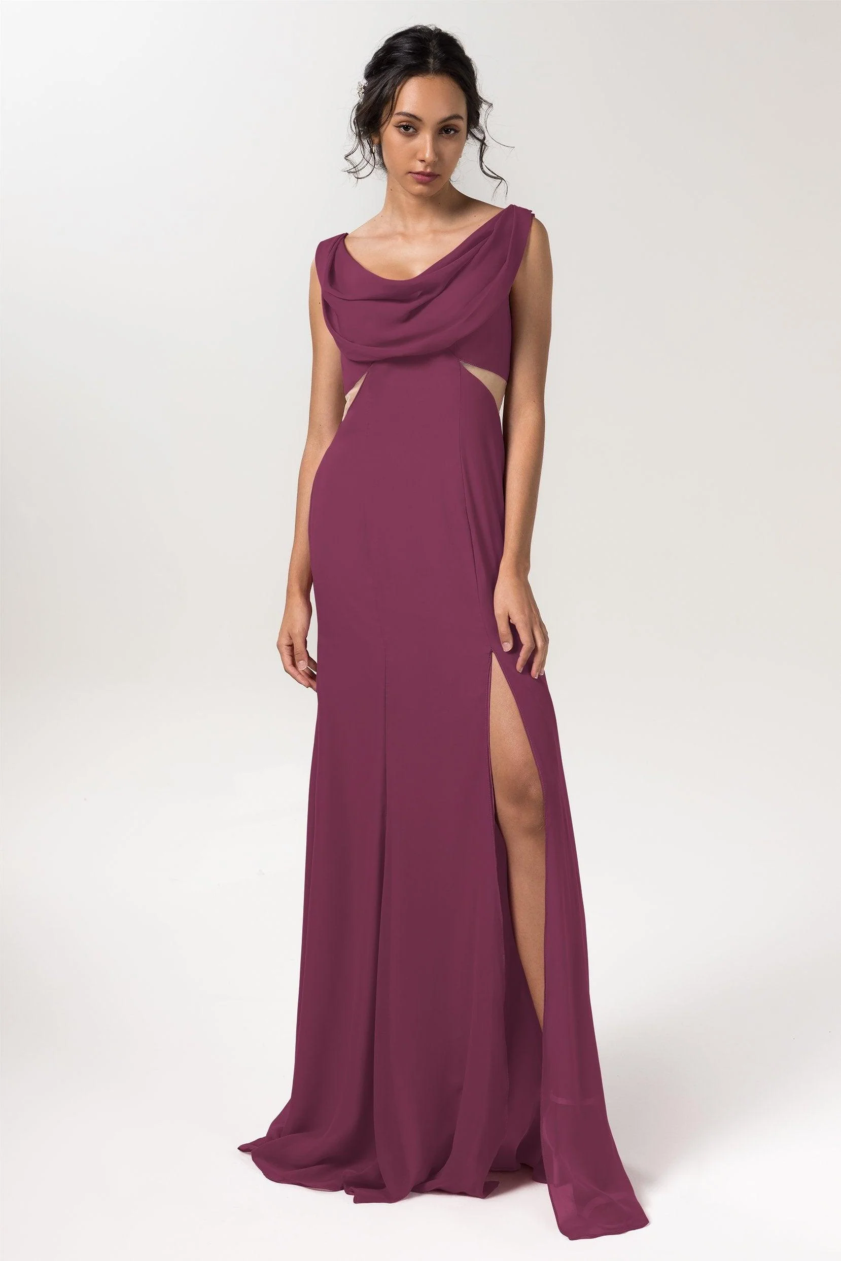 Sheath-Column Floor Length Chiffon Bridesmaid Dress CB0558