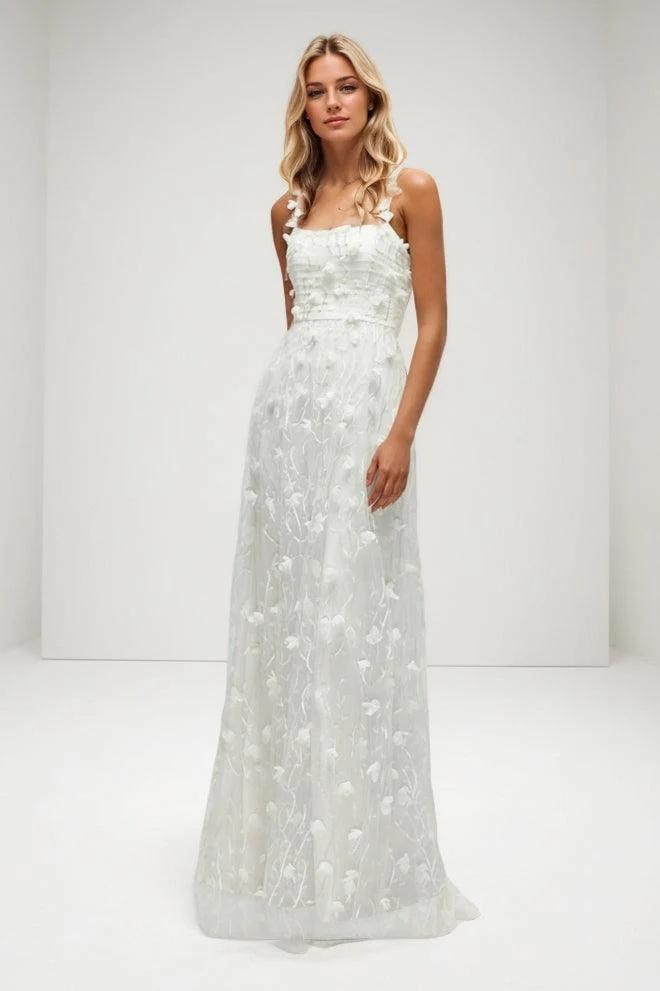 A-Line Floor Length Lace Wedding Dress CW3435