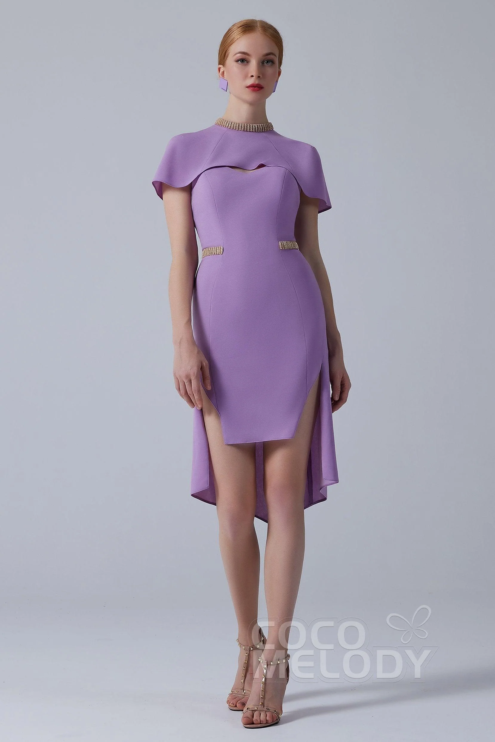 Asymmetrical High-Low Twisted Silk Fabric Dress CS0217