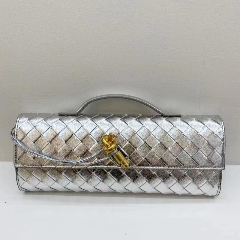Leather clutch bag Hold leather woven square dinner bag 788440003397