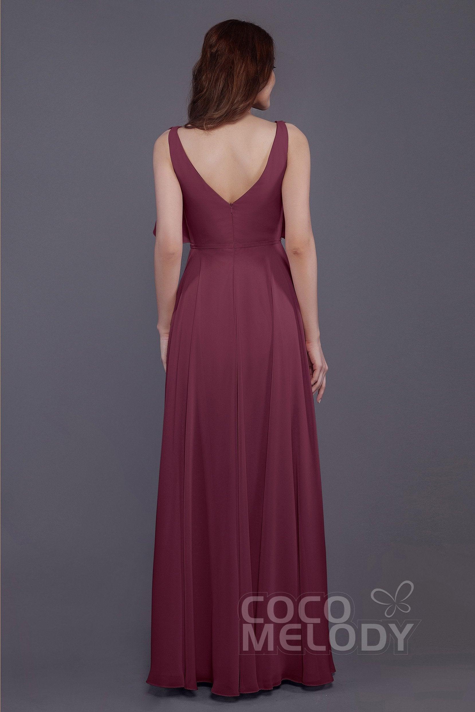 Sheath-Column Floor Length Chiffon Bridesmaid Dress PR3568CR