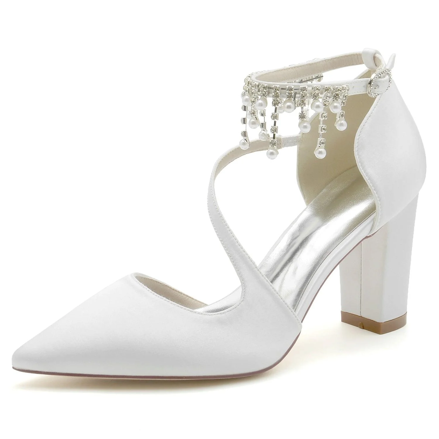 Chunky Heel 8.5cm Silk-Like Shoes CK0185