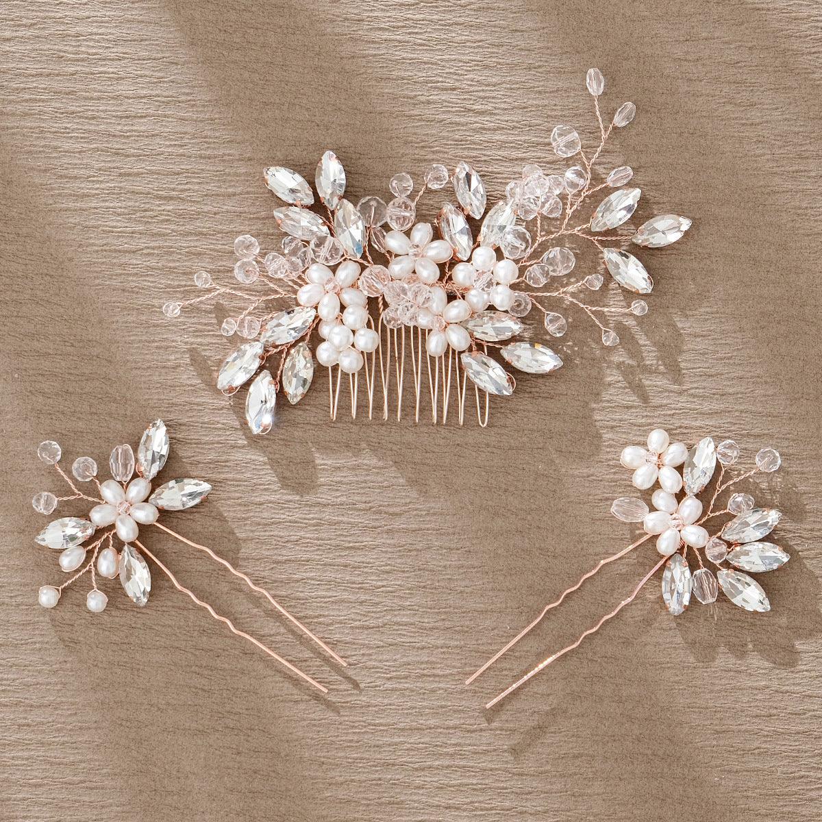 Wedding Hair Comb Pearl Forest Bride Hair Accessories Set of 3 734482274608