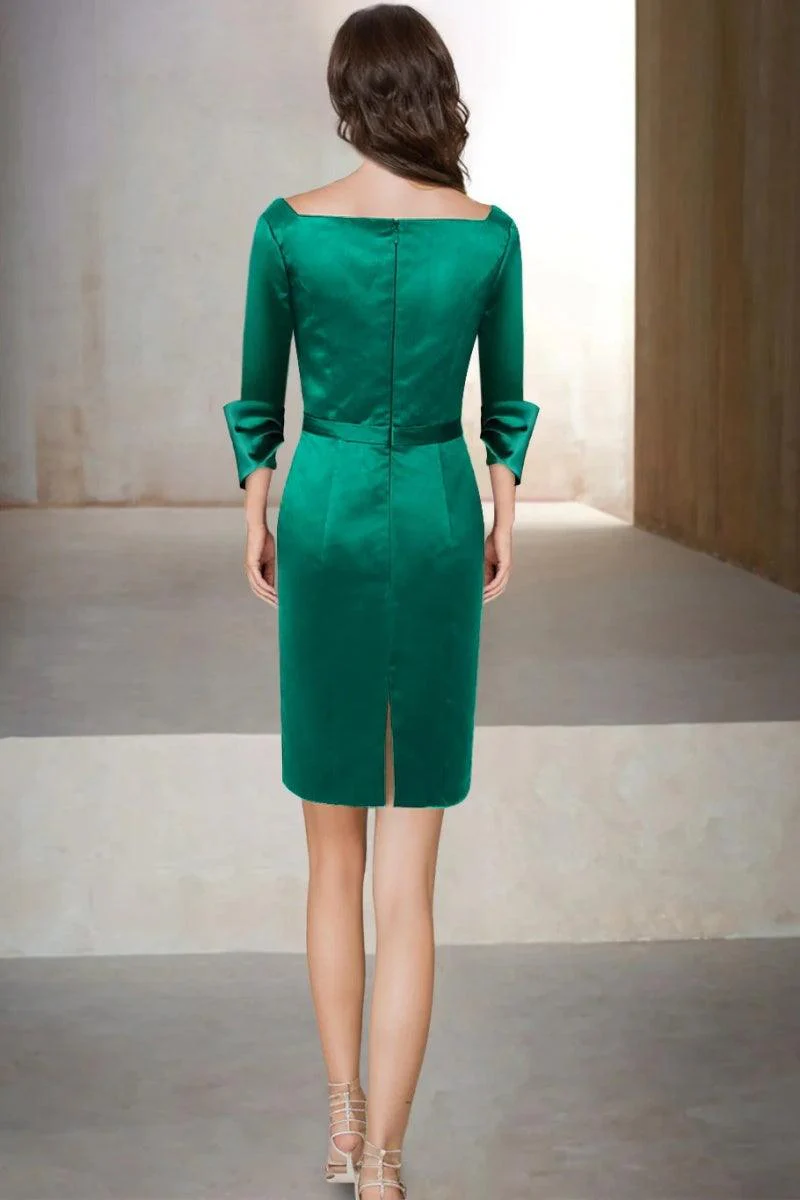 Sheath Column V Neck 3/4 Sleeves Knee Length Mother Dresses CM0353