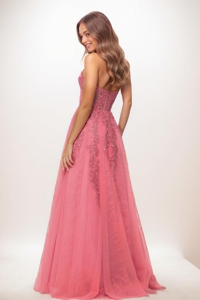 Shiny Halter Lace Illusion Corset A Line Sweep Prom Dresses CS0815