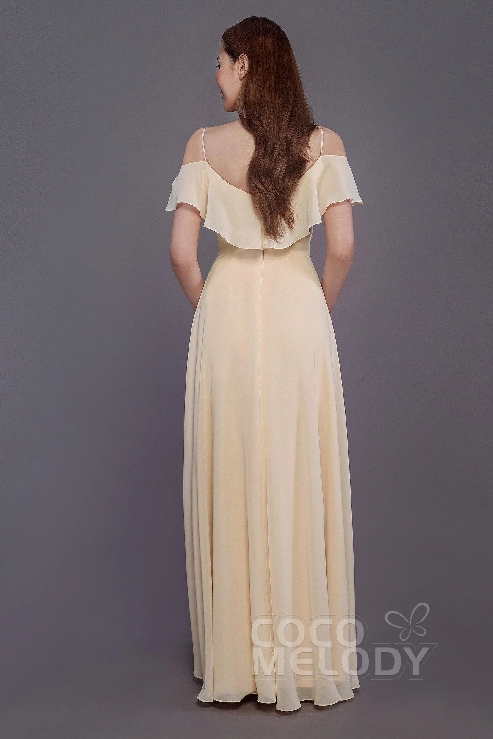 Sheath-Column Floor Length Chiffon Bridesmaid Dress PR3570PS