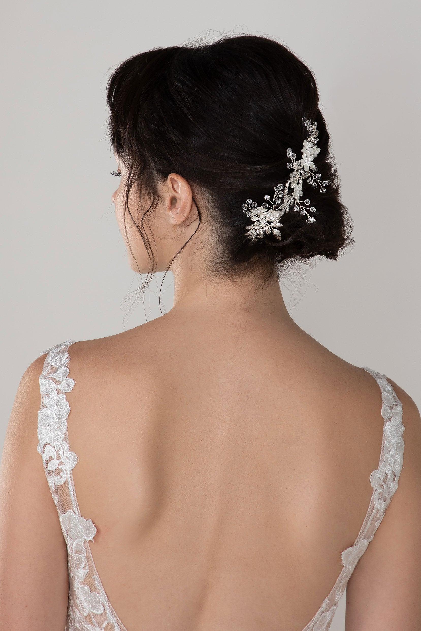 Alloy Hair Combs with Pearl Rhinestone CH0378