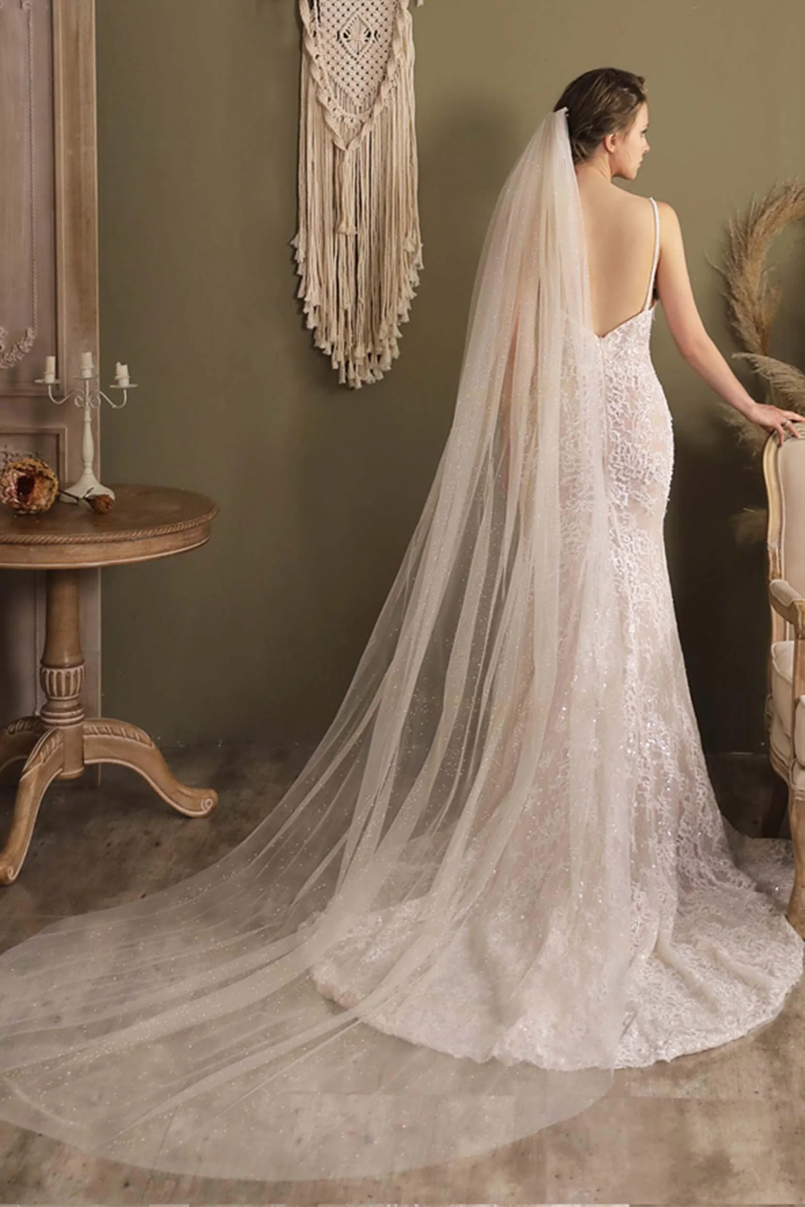 One-tier Cut Edge Tulle Cathedral Veils CV0296