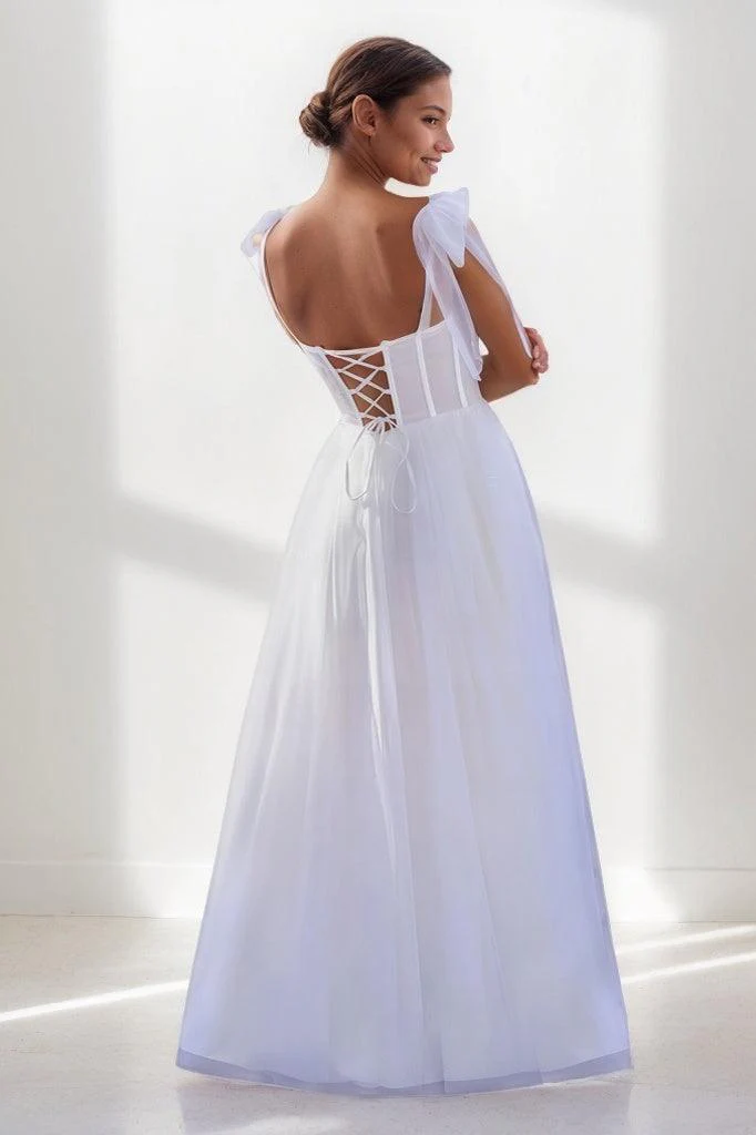 Classic Bow(s) Straps Sweetheart Corset Prom Dresses CS0778