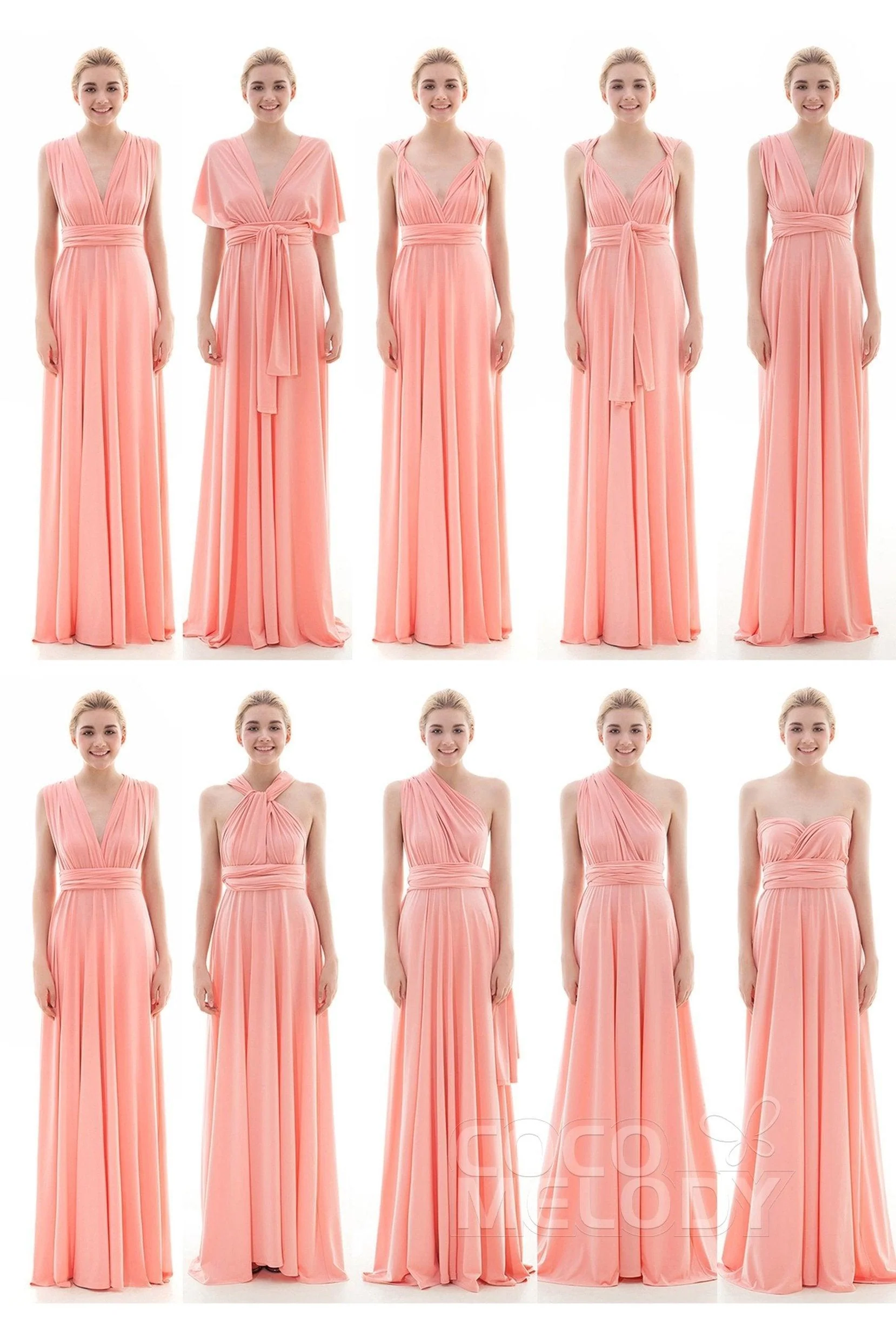 Sheath Floor Length Knitted Bridesmaid Dress COEF16001PS