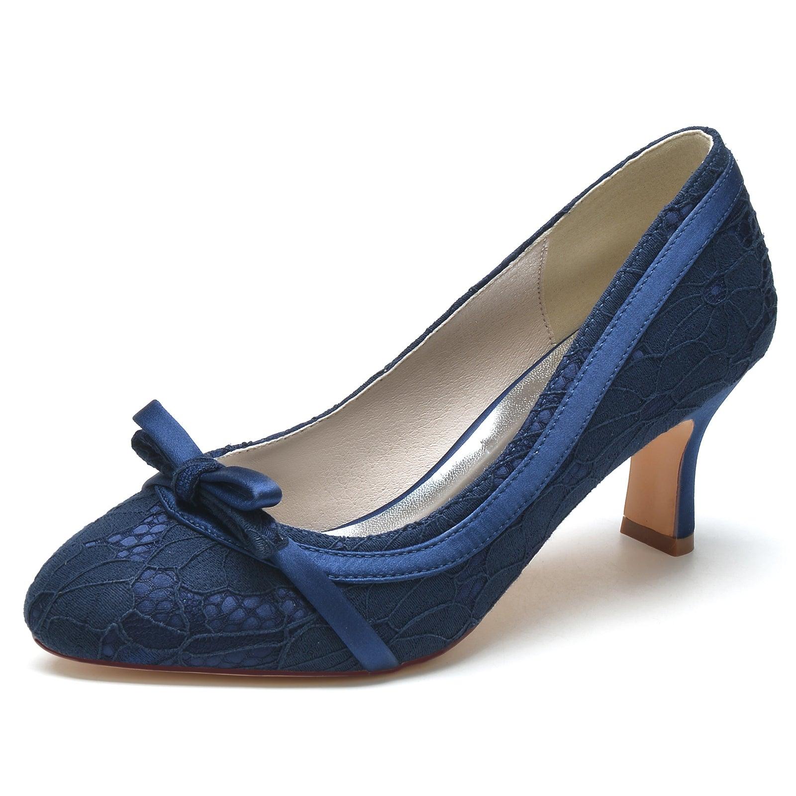 Chunky Heel 6.5cm Silk-Like Lace Shoes CK0371