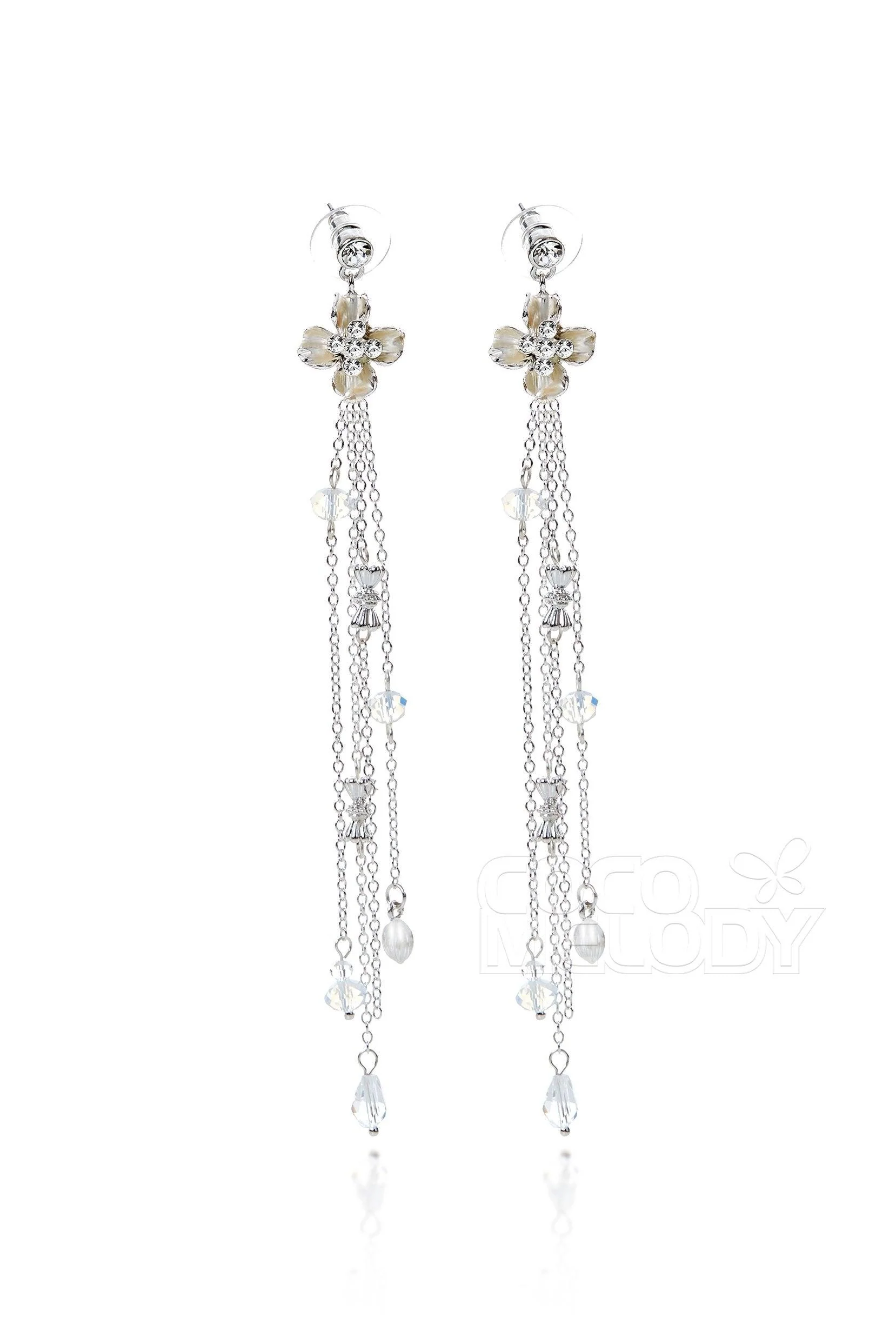 Silver Cloud Alloy Wedding Earrings with Rhinestone HG17002