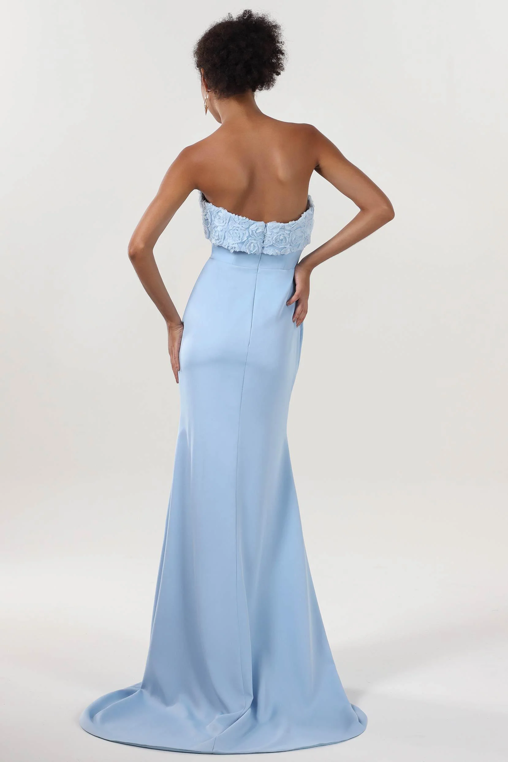 Trumpet-Mermaid Sweep-Brush Train Stretch Crepe Formal Dress CS0591