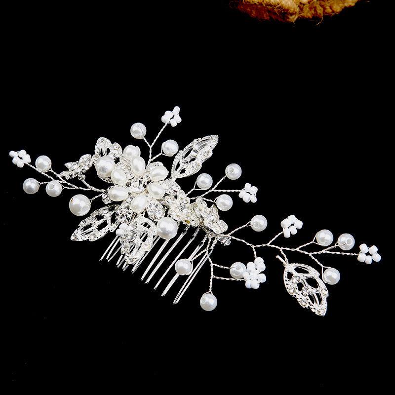 Bridal headdress pearl handmade leaf comb 749571815454