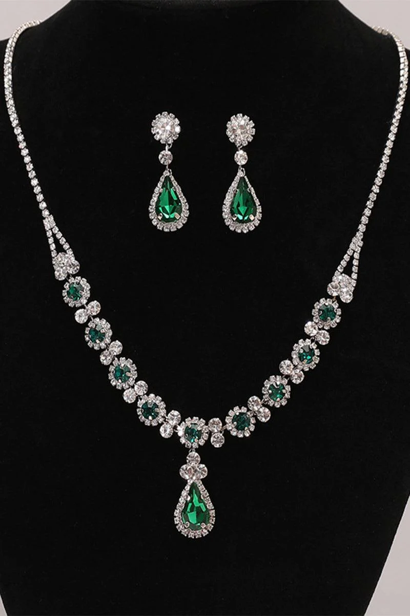 Alloy Rhinestone Necklace Earrings Jewelry 833119530382