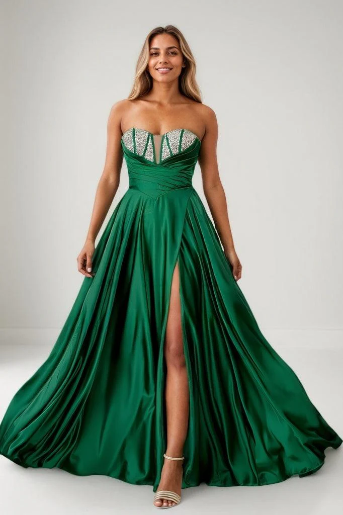 A-Line Off-The-Shoulder Detachable Straps Matte Satin Prom Dresses CS0827