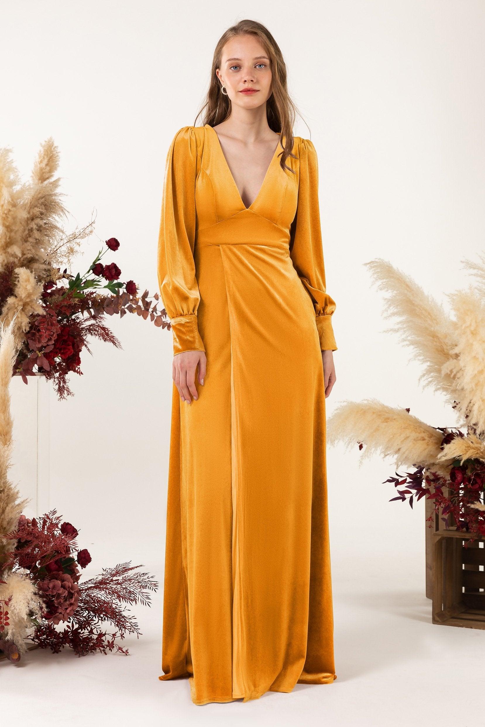 Sheath-Column Floor Length Velvet Bridesmaid Dress Formal Dresses CB0535