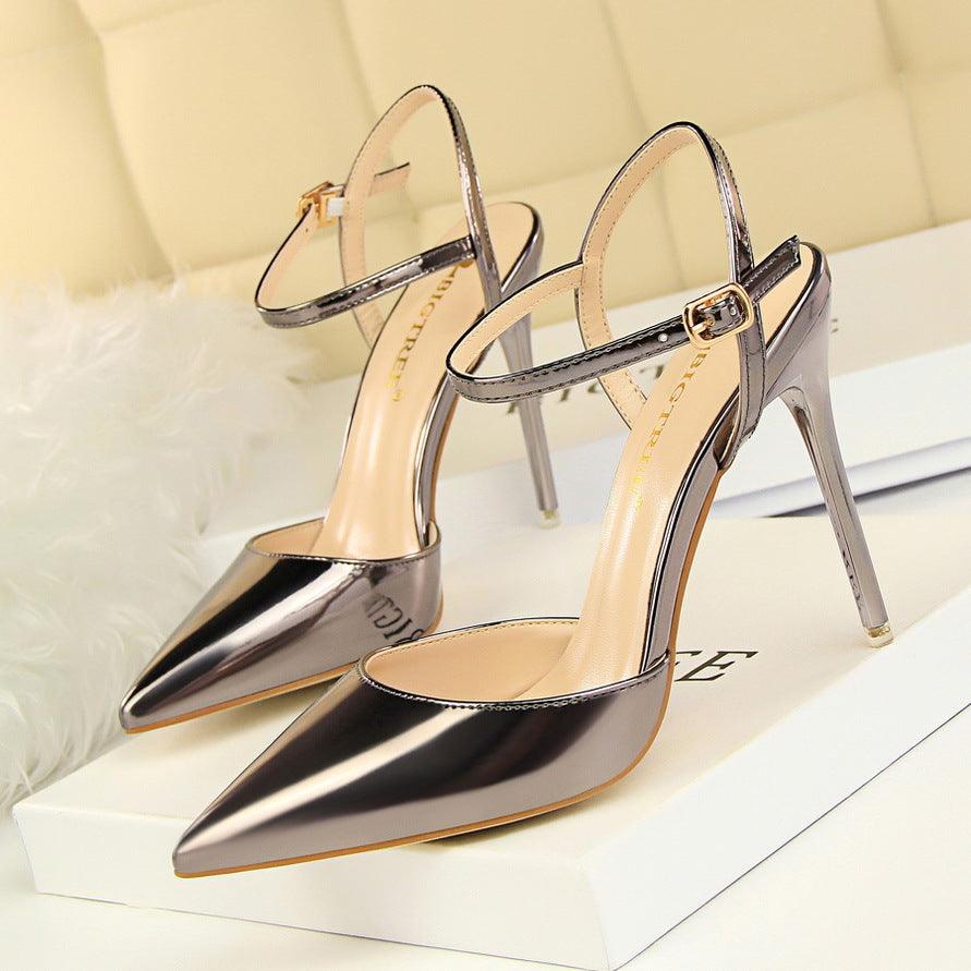 Silver Metallic Slingback Heel Sandals 552220831213