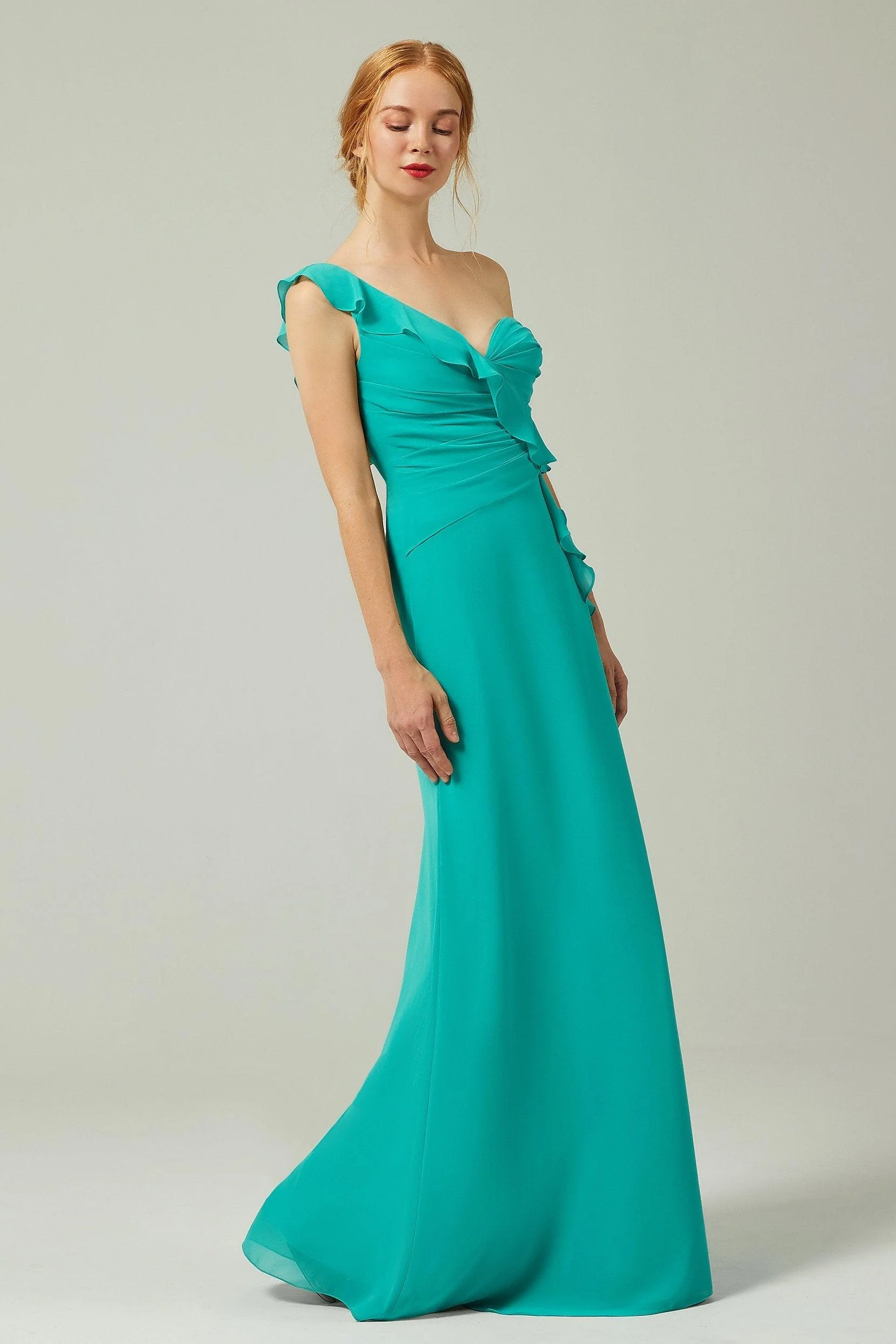Sheath-Column Floor Length Chiffon Bridesmaid Dress CB0324