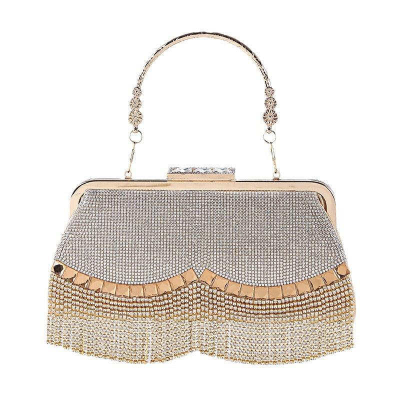 Rhinestone fringe evening bag 788222596906