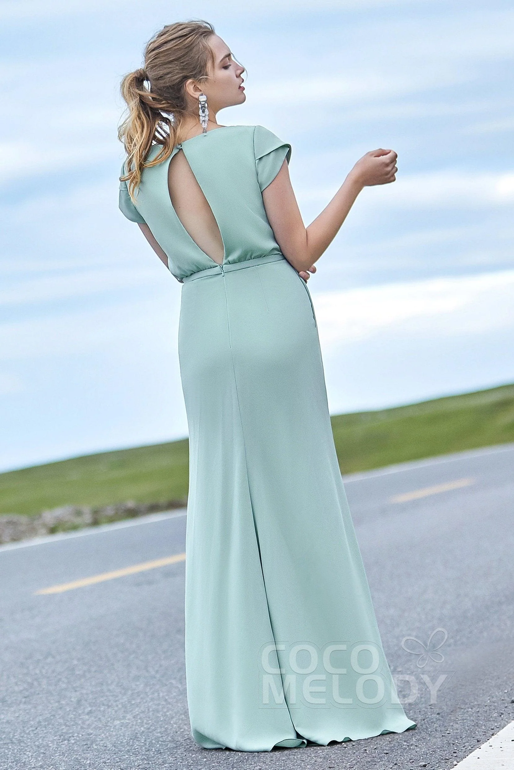 Sheath-Column Floor Length Chiffon Dress PR3607CR