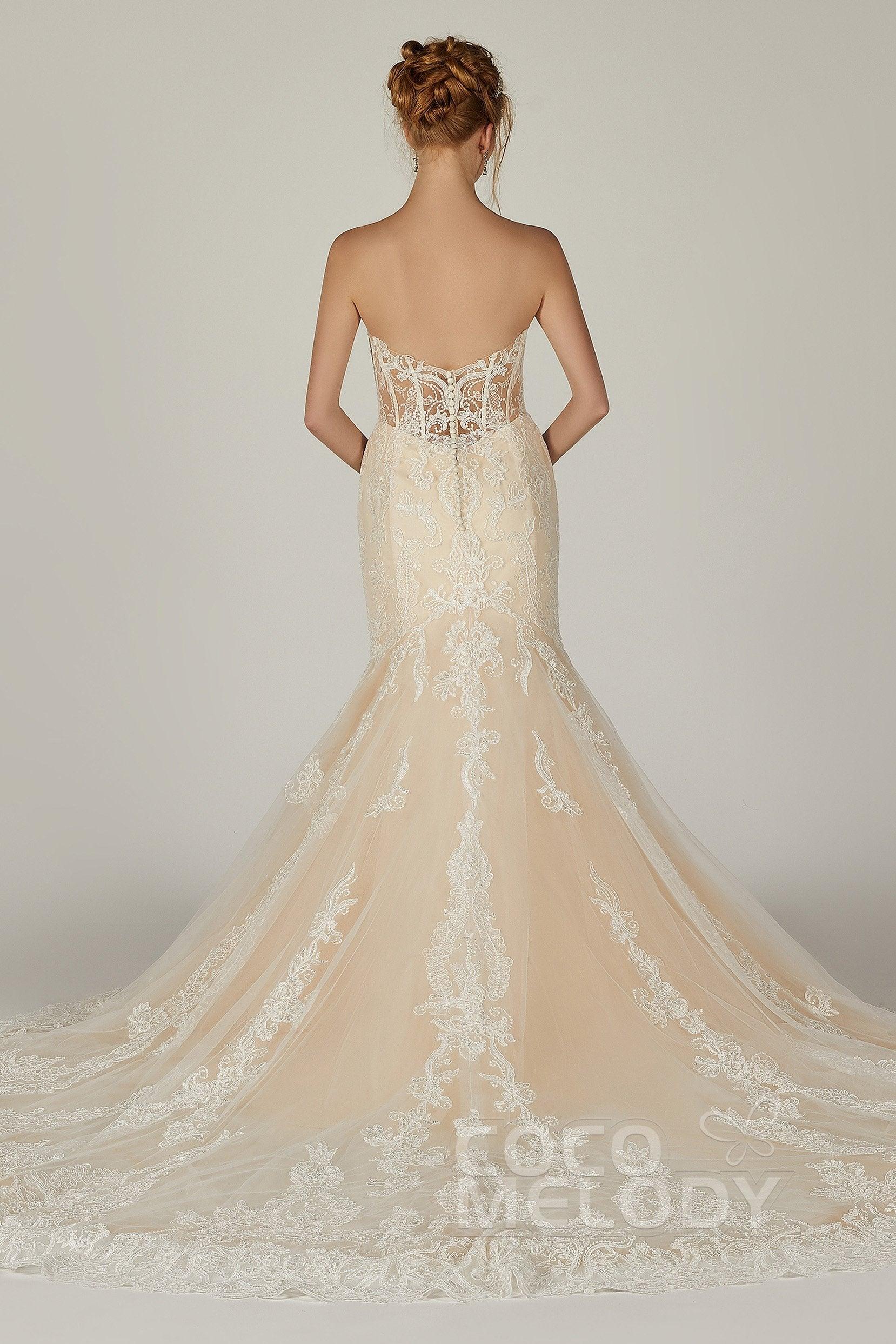 Trumpet-Mermaid Chapel Train Tulle Wedding Dress CW2298CR
