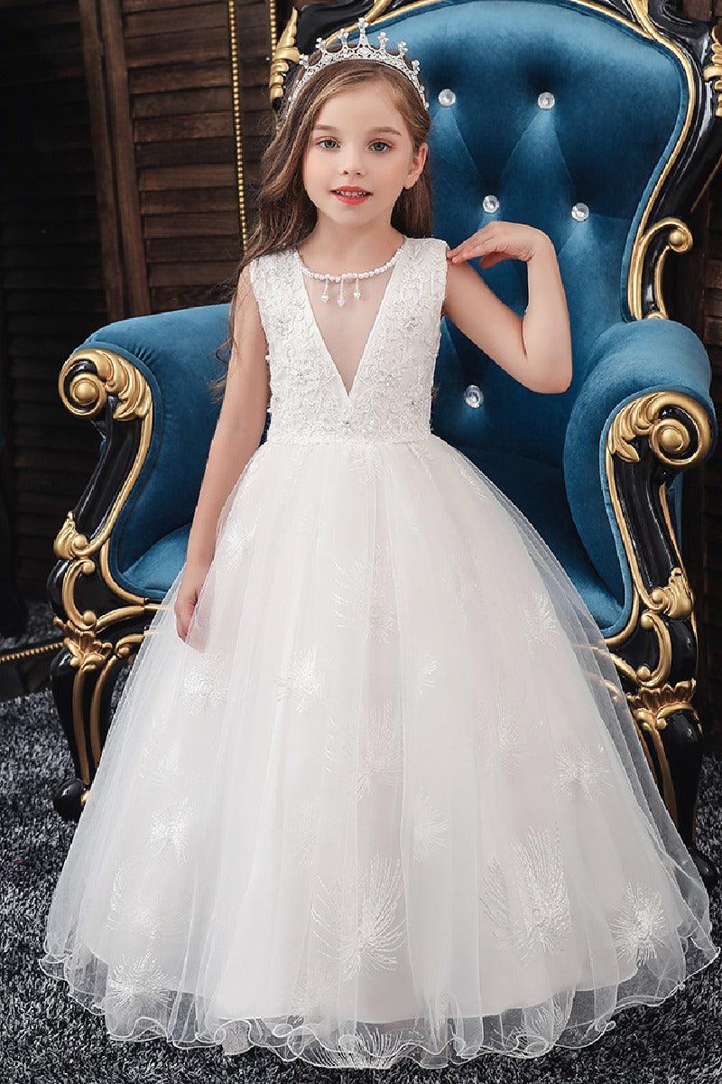 A-Line/Princess Scoop Neck Tulle Flower Girl Dresses With Sash/Bow 612626068133