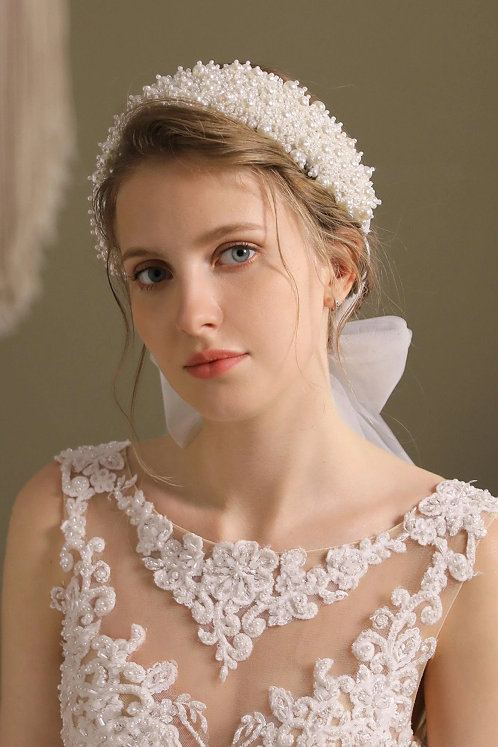 Imitation Pearl and Tulle Headbands CH0359