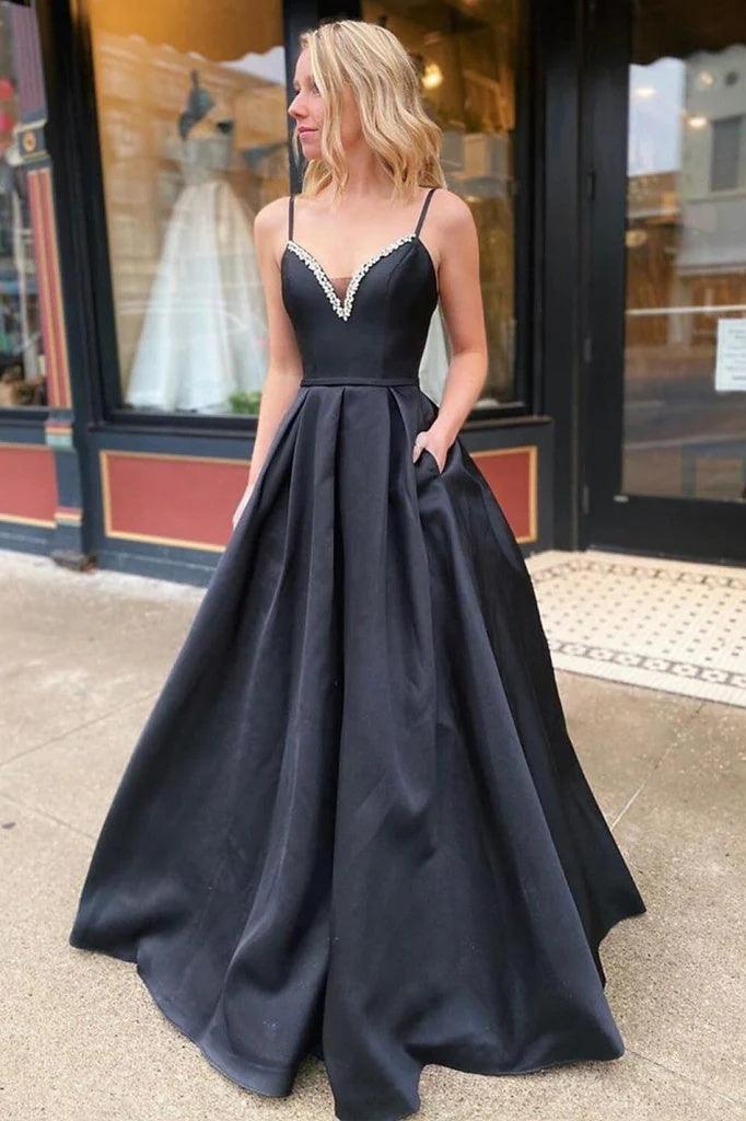 A-Line Floor Length Satin Prom Dress CS0451