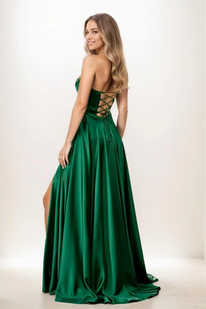 A-Line Off-The-Shoulder Detachable Straps Matte Satin Prom Dresses CS0827