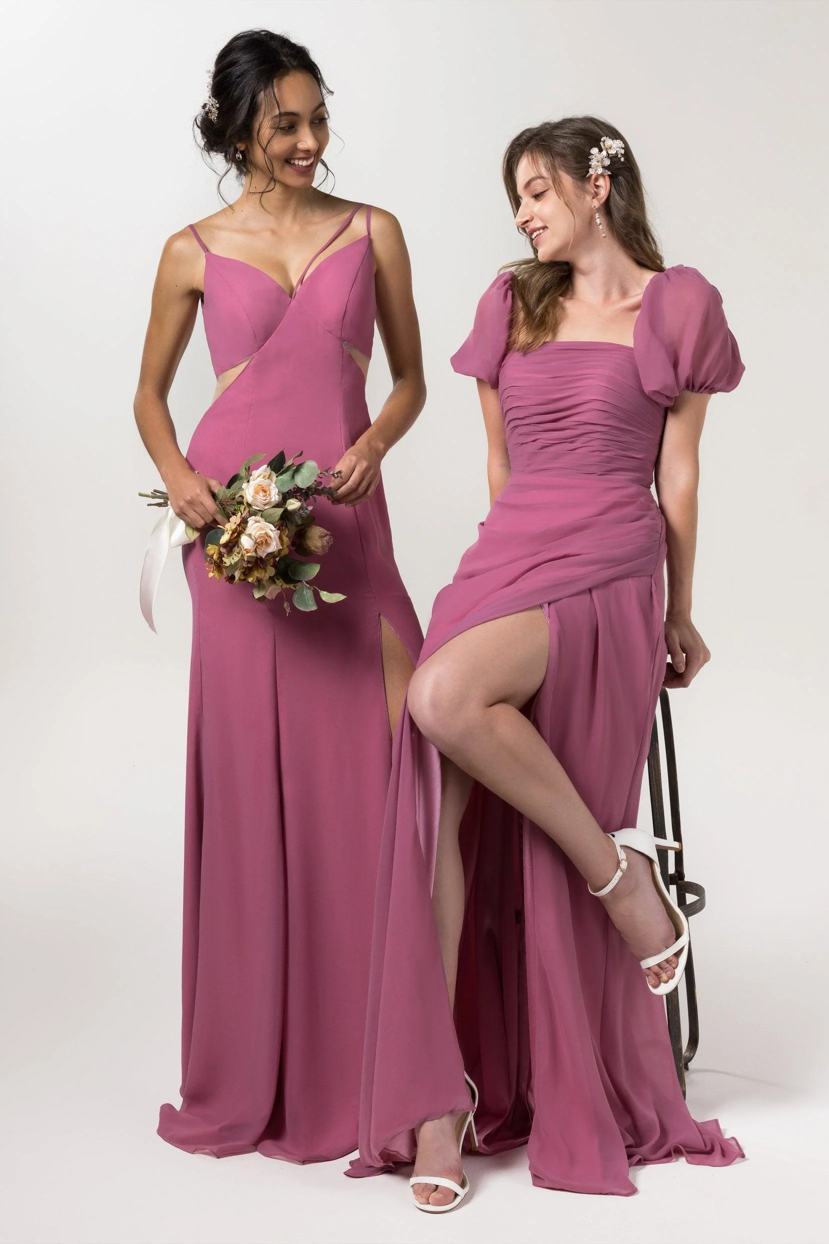 Sheath-Column Floor Length Chiffon Bridesmaid Dress Formal Dresses CB0561