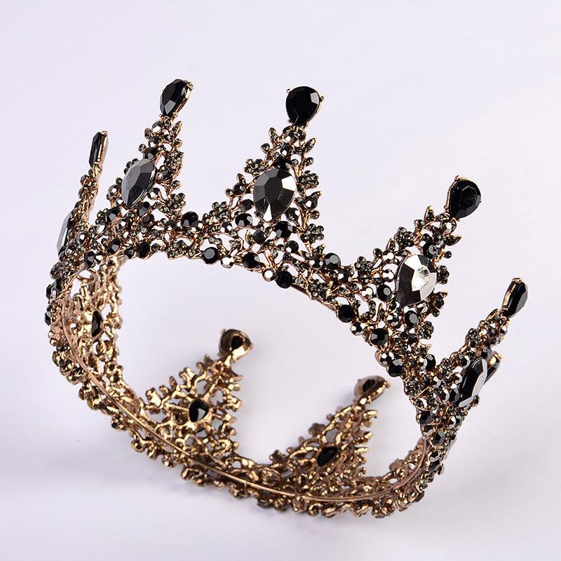 Black Headwear Crown Baroque Crown Rhinestone Headwear 620401524708