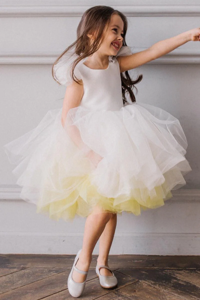 Ball Gown/Princess Scoop Neck Mini Tulle Flower Girl Dress 707524990790