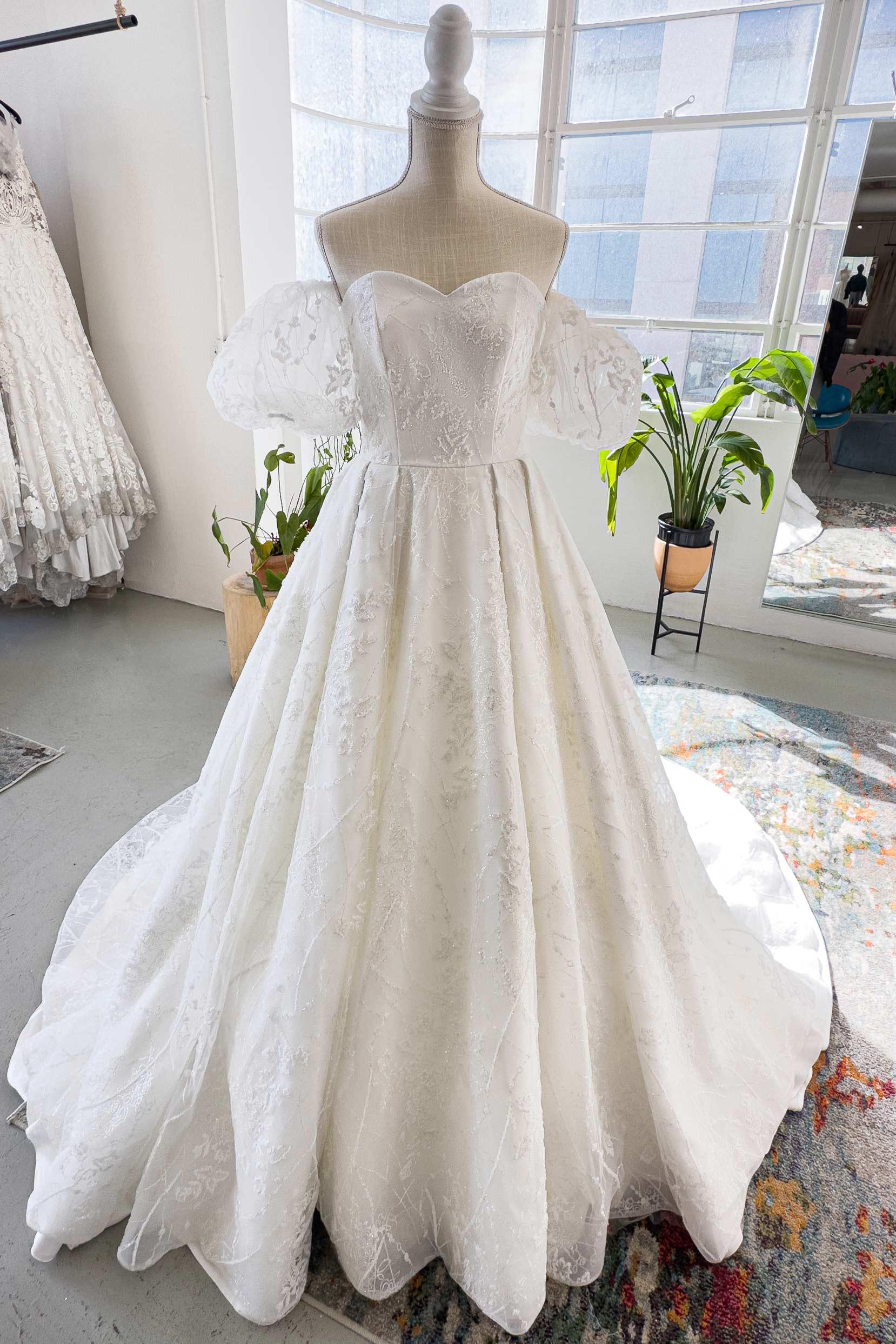 A-Line Chapel Train Lace Tulle Wedding Dress CW2986