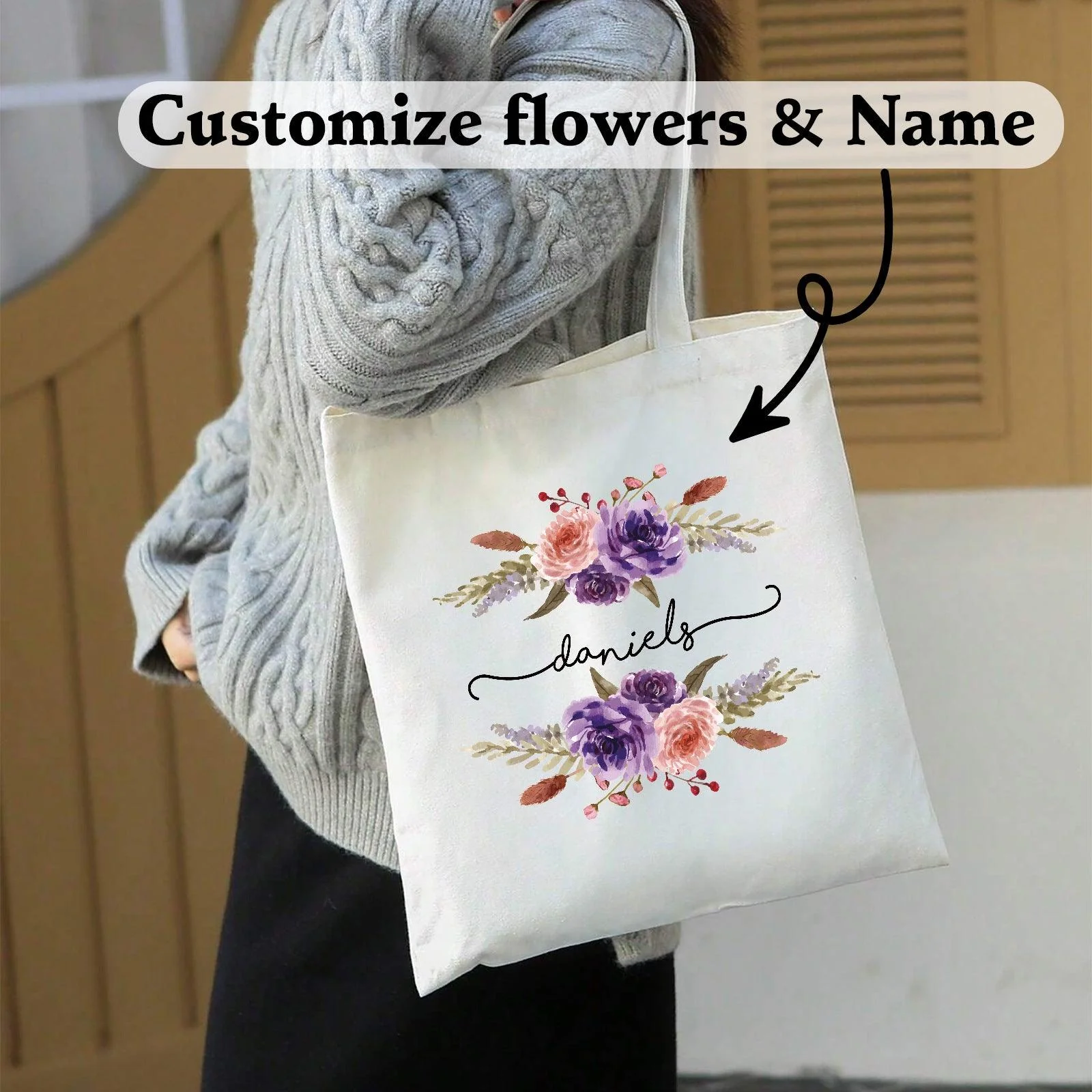 Personalized commuter shopping canvas bag print pattern 807801370637