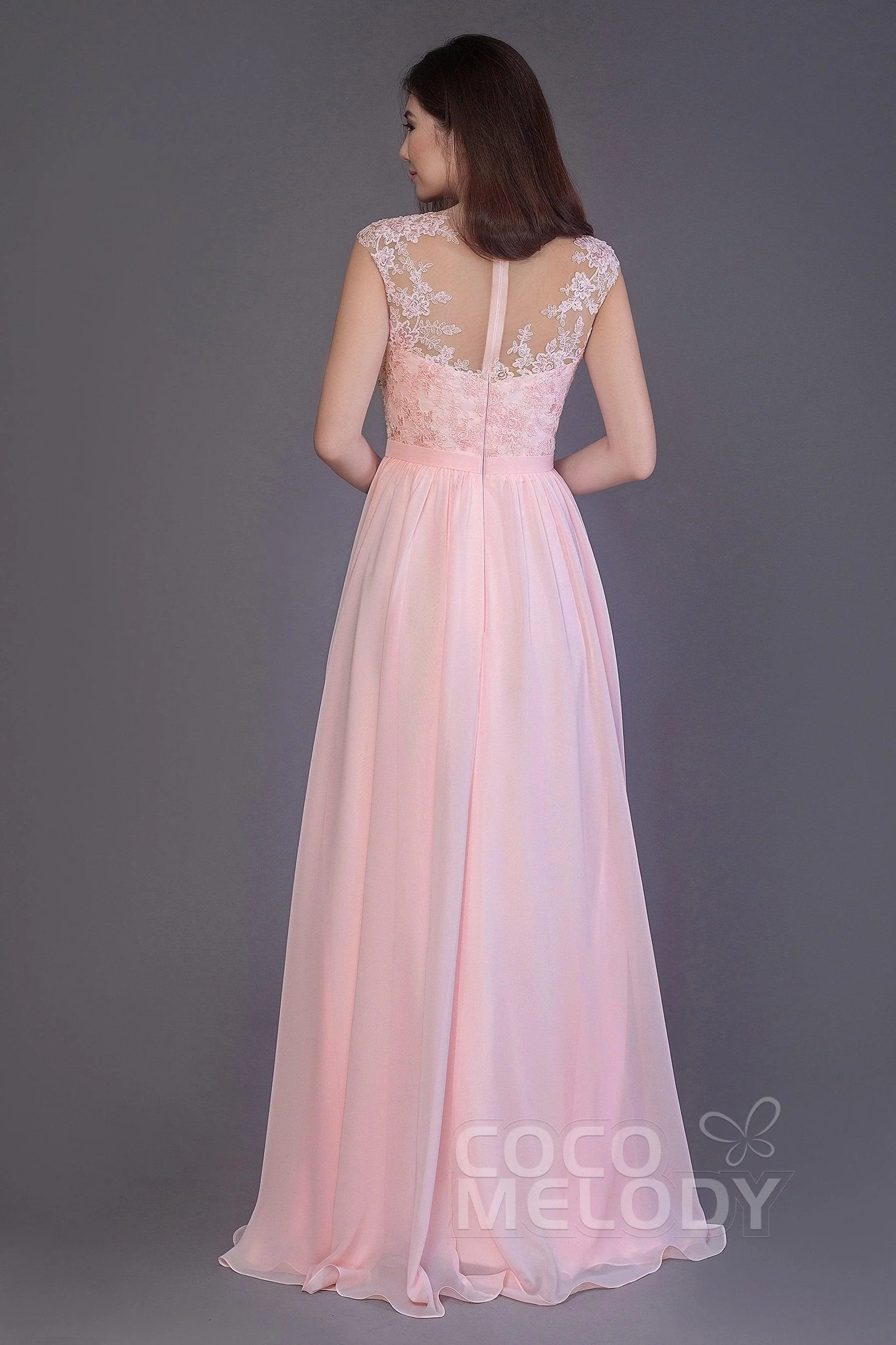 Sheath Floor Length Chiffon and Lace Bridesmaid Dress PR3554PS